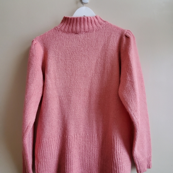 Lily Morgan pink sweater with little puff sleeves, romantic sweater M - Picture 3 of 7